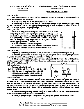 Đề khảo sát học sinh giỏi môn Vật lý Lớp 9 - Năm học 2017-2018 - Phòng GD & ĐT Tiền Hải (Có đáp án)